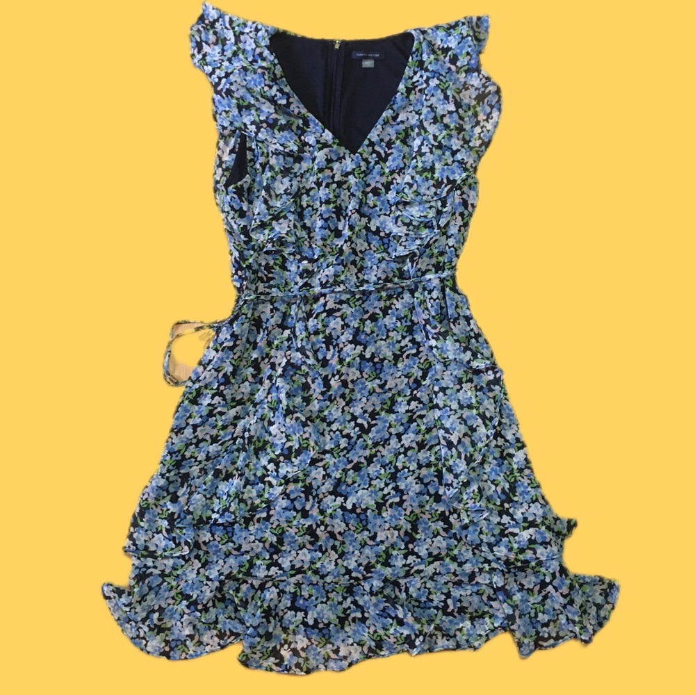 Tommy Hilfiger Floral Dress Blue Pink Layered Dress 12